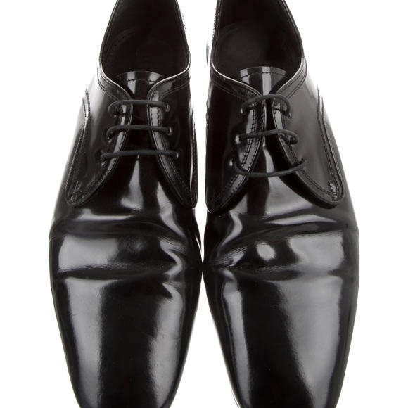 BURBERRY Black LEATHER DERBY SHOES EU 42 Size 9 - Picture 3 of 7